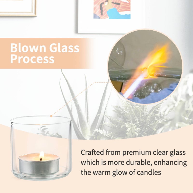 NUPTIO Clear Tealight Candle Holders: Set of 12 Glass Votive Holders - Small Floating Candleholder for Wedding Birthday Holiday Table Centerpieces Decoration (2.24 x 1.97 inch) - Image 3